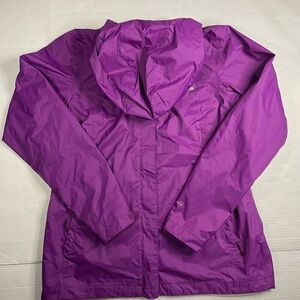 Columbia Omni Tech Rain Jacket Wmns M Hooded Lightweight Purple Hiking Outdoor